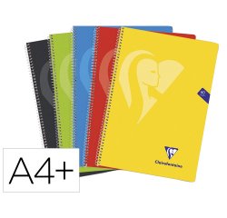 Cuaderno espiral clairefontaine tapa polipropileno folio 80 hojas 90 gr cuadro 4mm colores