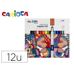 Rotulador carioca plus prisma fiber-tip de punta de fibra caja de 12 unidades colores surtidos