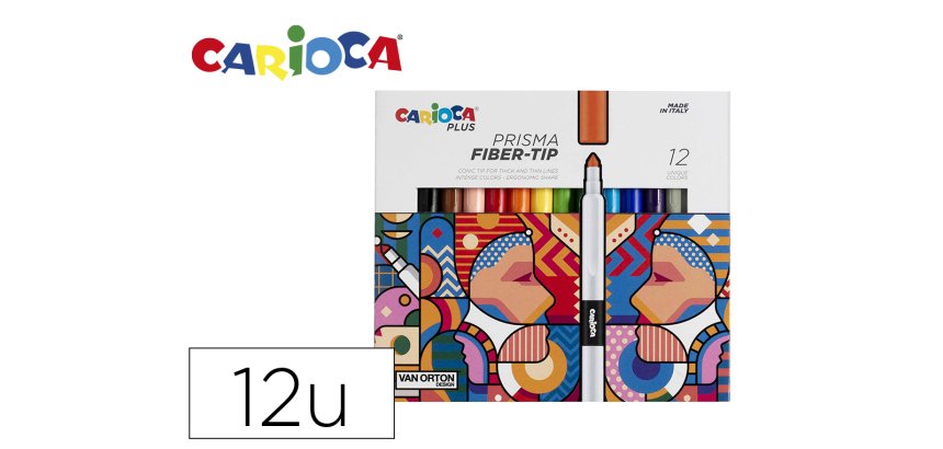 Rotulador carioca plus prisma fiber-tip de punta de fibra caja de 12 unidades colores surtidos