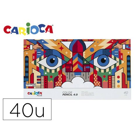 Lapices de colores carioca plus 4.0 caja premium de 40 unidades colores surtidos