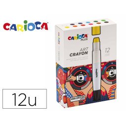 Lapices de cera carioca plus art crayon caja premium de 12 unidades colores surtidos