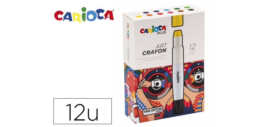 Lapices de cera carioca plus art crayon caja premium de 12 unidades colores surtidos