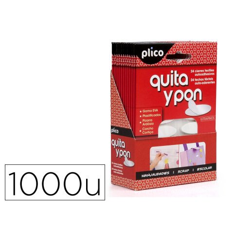 Disco de cierre plico velcro autoadhesivo quita y pon ovalado 35x12 mm color blanco caja de 1000 unidades