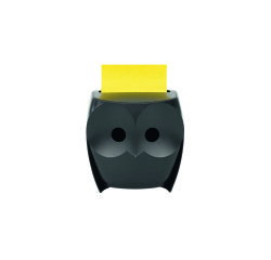Soporte bloc de notas adhesivas quita y pon post-it buho con 2 bloc z-note amarillo 76x76 mm con 45