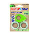 Cinta adhesiva tesa film eco&cristal transparente 10 m x 19 mm blister de 2 unidades + miniportarrollo