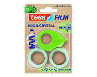 Cinta adhesiva tesa film eco&cristal transparente 10 mt x 19 mm blister de 2 unidades + miniportarrollo