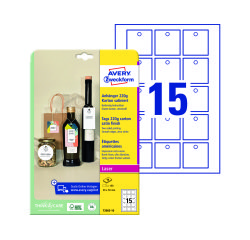 Etiqueta colgante avery blanca 50x50 mm imprimible doble cara carton 220 gr pack de 150 unidades