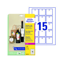 Etiqueta colgante avery blanca 50x50 mm imprimible doble cara carton 220 gr pack de 150 unidades