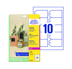 Etiqueta colgante avery blanca 90x50 mm imprimible doble cara plastico 190 mc pack de 100 unidades