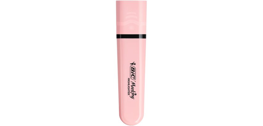 Rotulador bic flat fluorescente rosa pastel caja de 12 unidades