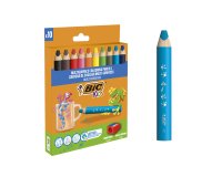 Lapices de colores bic multisuperficies triangulares mina borrable caja de 10 unidades colores surtidos +