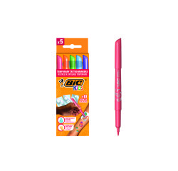 Rotulador bic kids tattoo caja de 5 unidades colores surtidos + 10 plantillas