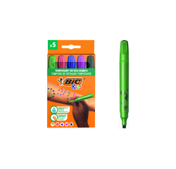 Rotulador bic kids tattoo sello caja de 5 unidades colores surtidos