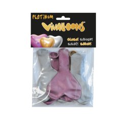 Globo 100% latex biodegradable corazon platinum blister de 5 unidades