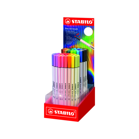 Rotulador stabilo acuarelable pen 68 brush arty line punta pincel expositor de 80 unidades colores surtidos