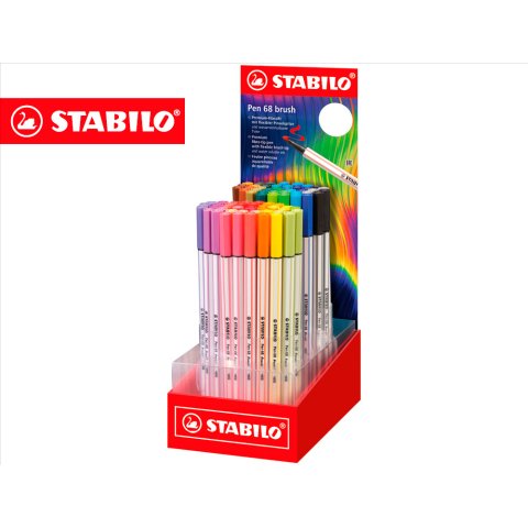 Rotulador stabilo acuarelable pen 68 brush arty line punta pincel expositor de 80 unidades colores surtidos