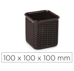 Cubilete portalapices plasticforte plastico mimbre colores surtidos 100x100x100 mm