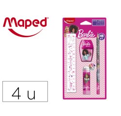 Mini set papeleria maped barbie 4 piezas