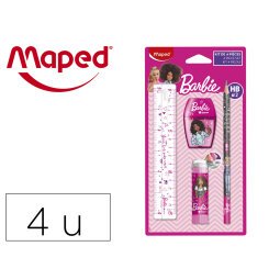 Mini set papeleria maped barbie 4 piezas