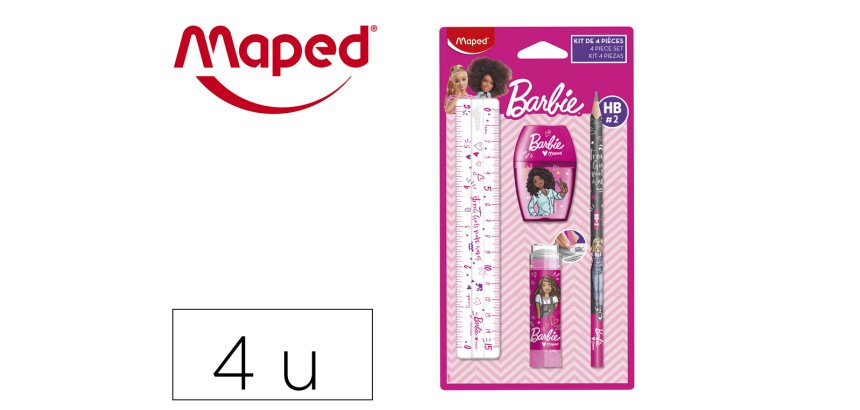Mini set papeleria maped barbie 4 piezas