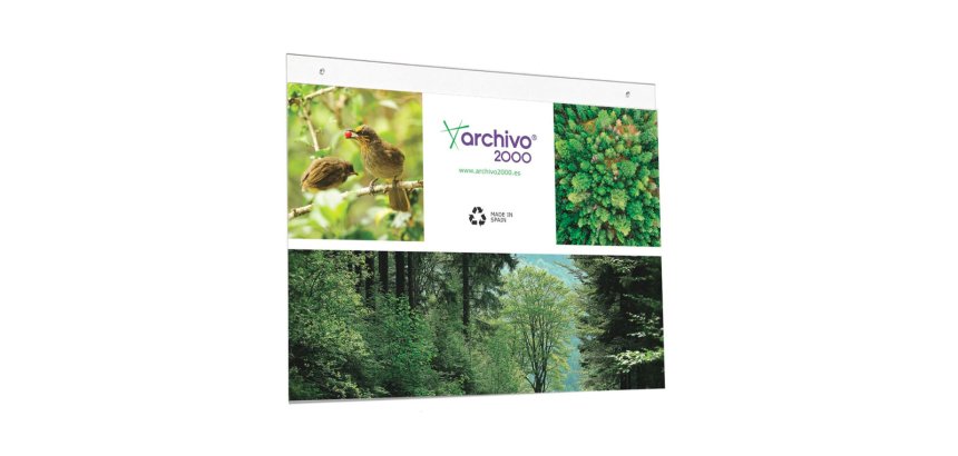 Expositor mural archivo 2000 din a3 horizontal con taladros espesor 2 mm cristal transparente 420x325 mm