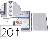 Carpeta pardo escaparate con espiral 20 fundas folio personalizable color negra