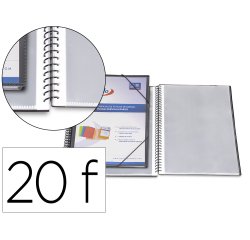 Carpeta pardo escaparate con espiral 20 fundas folio personalizable color negra