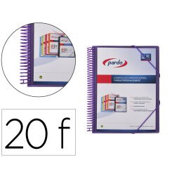 Carpeta pardo escaparate con espiral 20 fundas folio personalizable color lila