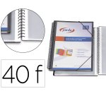 Carpeta pardo escaparate con espiral 40 fundas folio personalizable color negro
