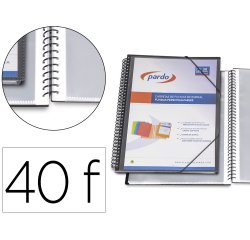 Carpeta pardo escaparate con espiral 40 fundas folio personalizable color negro