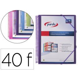 Carpeta pardo escaparate con espiral 40 fundas folio personalizable color lila