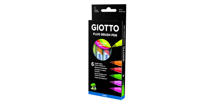 Rotulador giotto turbo soft fluo punta de pincel caja de 6 unidades colores surtidos