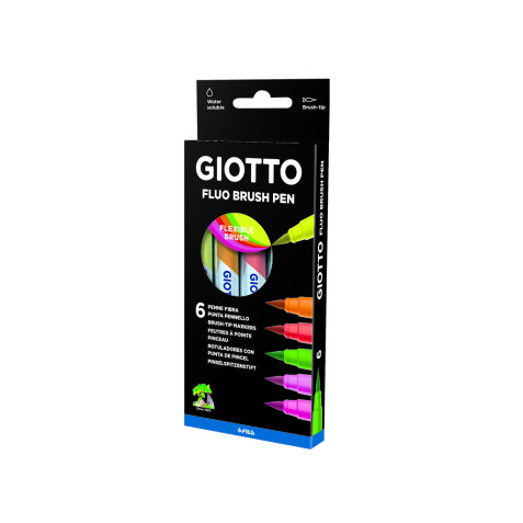 Rotulador giotto turbo soft fluo punta de pincel caja de 6 unidades colores surtidos