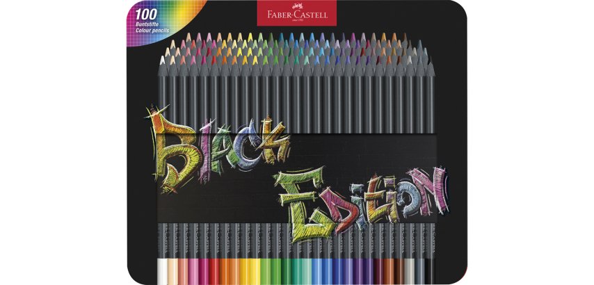 Lapices de colores faber castell black edition caja metalica de 100 unidades colores surtidos