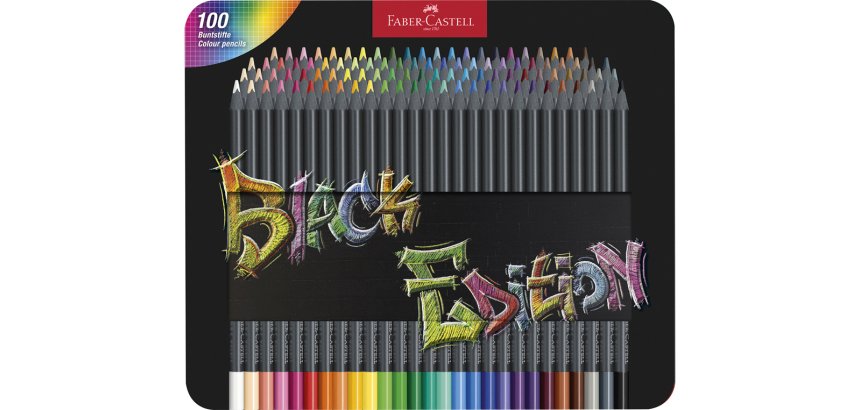 Lapices de colores faber castell black edition caja metalica de 100 unidades colores surtidos