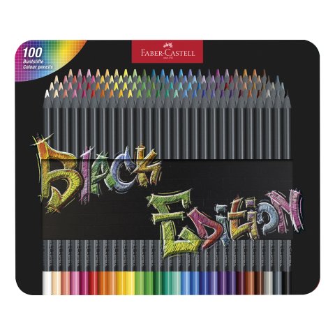 Lapices de colores faber castell black edition caja metalica de 100 unidades colores surtidos