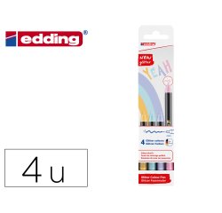 Rotulador edding punta fibra 1200 punta redonda 0,5 mm glitter pastel caja de 4 unidades colores surtidos