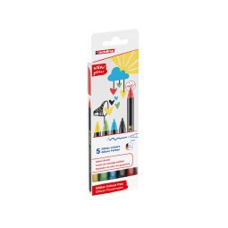 Rotulador edding punta fibra 1200 punta redonda 0,5 mm glitter basico caja de 5 unidades colores surtidos