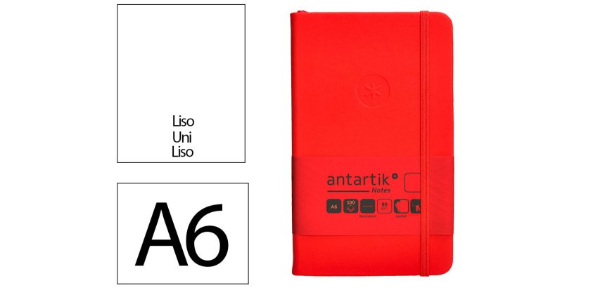 Cuaderno con gomilla Antartik notes tapa dura A6 hojas lisas rojo 100 hojas 80 g