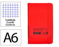 Cuaderno con gomilla Antartik notes tapa dura A6 hojas cuadricula rojo 100 hojas 80 g