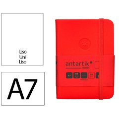 Cuaderno con gomilla antartik notes tapa dura a7 hojas lisas rojo 80 hojas 80 gr fsc
