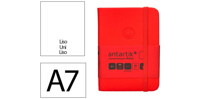 Cuaderno con gomilla Antartik notes tapa dura A7 hojas lisas rojo 80 hojas 80 g