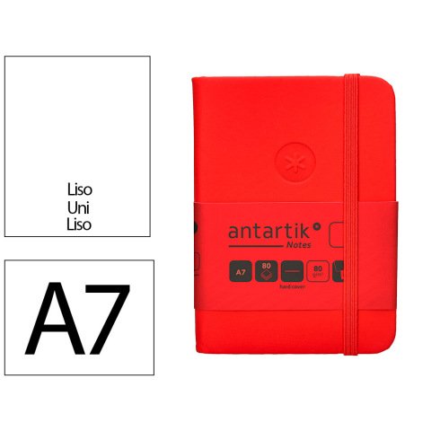 Cuaderno con gomilla Antartik notes tapa dura A7 hojas lisas rojo 80 hojas 80 g