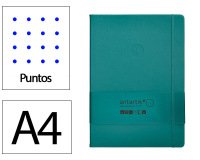 Cuaderno con gomilla Antartik notes tapa dura A4 hojas puntos verde aguamarina 100 hojas 80 g