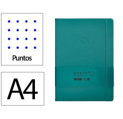 Cuaderno con gomilla Antartik notes tapa dura A4 hojas puntos verde aguamarina 100 hojas 80 g