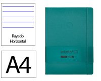 Cuaderno con gomilla Antartik notes tapa dura A4 hojas rayas verde aguamarina 100 hojas 80 g