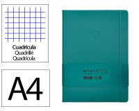 Cuaderno con gomilla antartik notes tapa dura a4 hojas cuadricula verde aguamarina 100 hojas 80 gr
