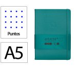 Cuaderno con gomilla Antartik notes tapa dura A5 hojas puntos verde aguamarina 100 hojas 80 g