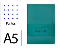 Cuaderno con gomilla Antartik notes tapa dura A5 hojas puntos verde aguamarina 100 hojas 80 g