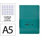 Cuaderno con gomilla antartik notes tapa dura a5 hojas cuadricula verde aguamarina 100 hojas 80 gr